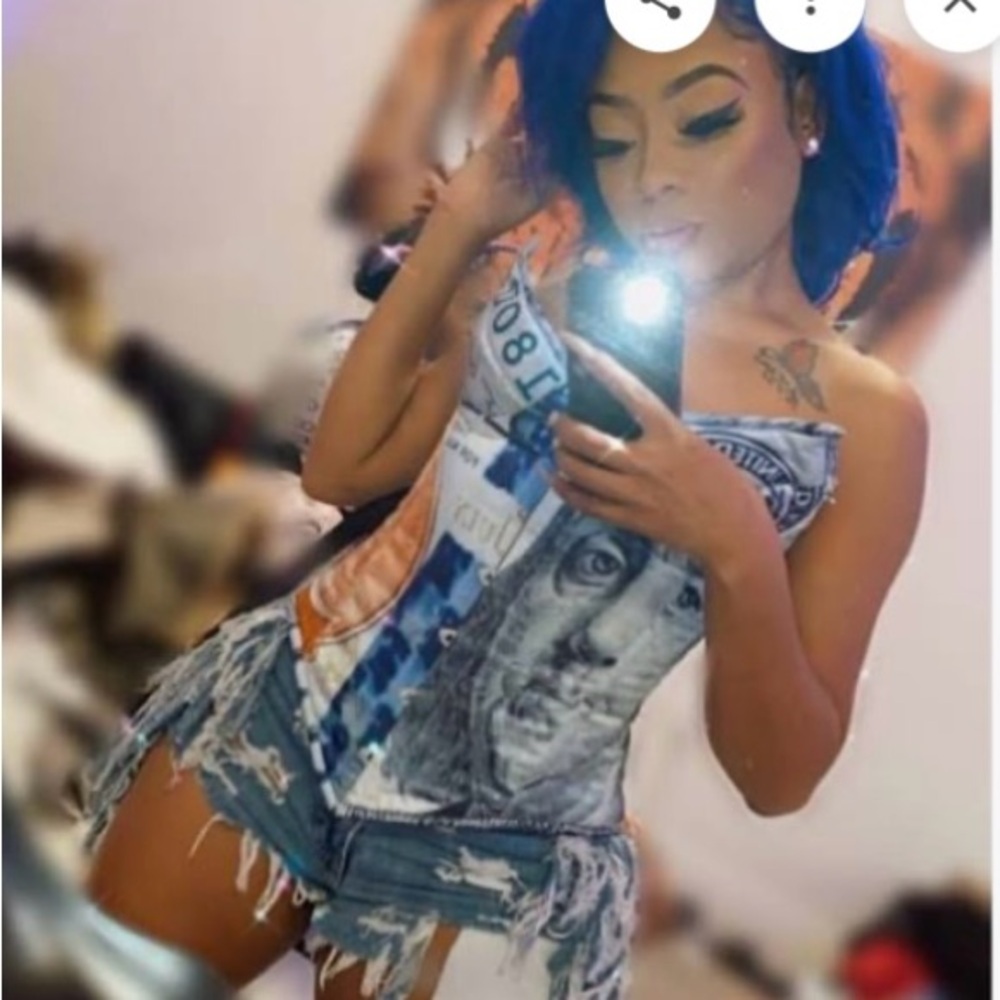 Blue and Orange Graphic money corset